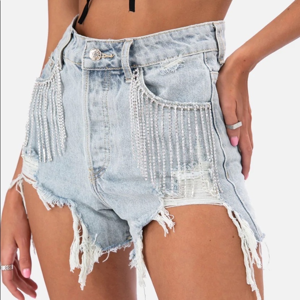 Rhinestone Denim Shorts